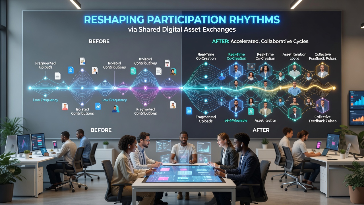Graph illustrating changes in user engagement rhythms within online collectives after digital asset exchange integration